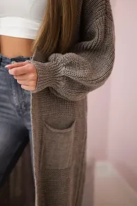 Legínovo Dlhý kardigán tmavofialový Farba: Modrá, Veľkosť: UNI