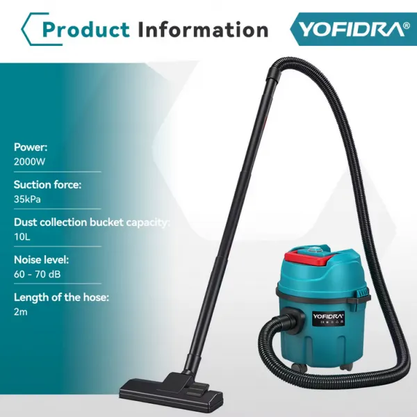 OneVan / Yofidra AKU bezvreckový vysávač na mokré a suché vysávanie YOFIDRA 2000W s nádržou 10Litrov a kolieskami, náradie na čistenie domácnosti aj v priemysle. 2 x Batéria 928Vf 6Ah 21V