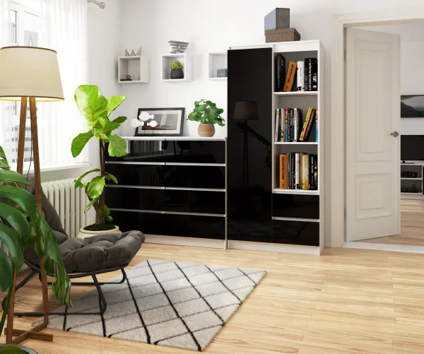 Ak furniture Skriňa Rexa 80 cm biela/čierna