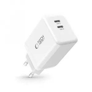 Tech-Protect NC45W GaN sieťová nabíjačka 2x USB-C 45W, biela