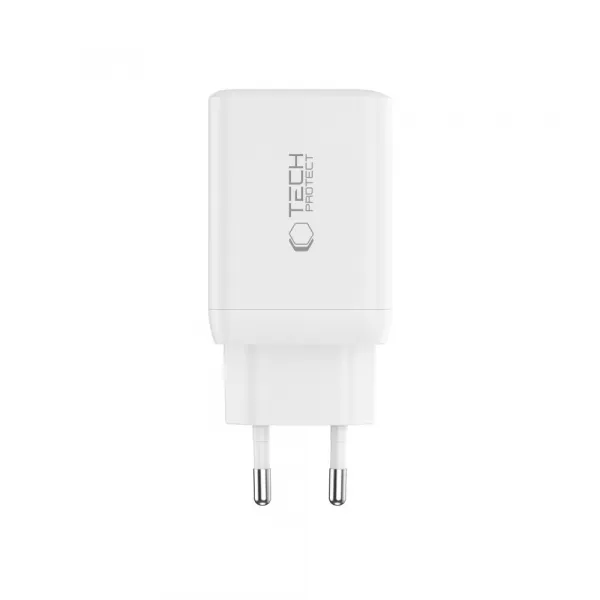 Tech-Protect NC45W GaN sieťová nabíjačka 2x USB-C 45W, biela