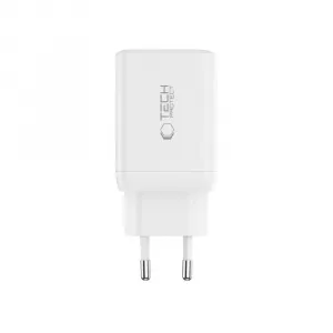 Tech-Protect NC45W GaN sieťová nabíjačka 2x USB-C 45W, biela