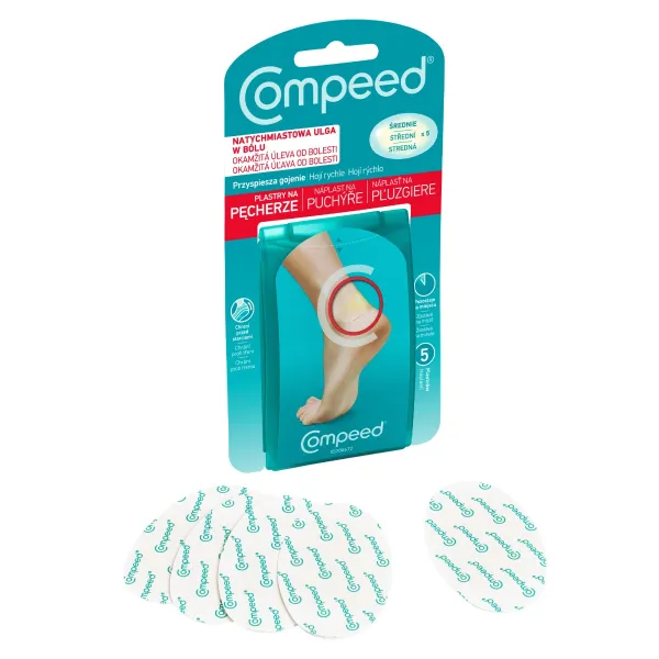 Compeed náplasť na pľuzgiere stredná 5 ks