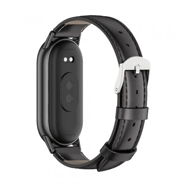 Tech-Protect Leatherfit remienok na Xiaomi Smart Band 8 / 9, black