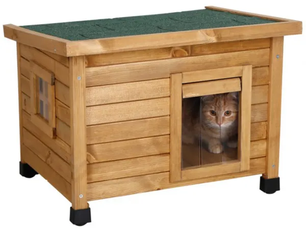 Drevená búda pre mačky KERBL RUSTICA 57 x 45 x 43 cm