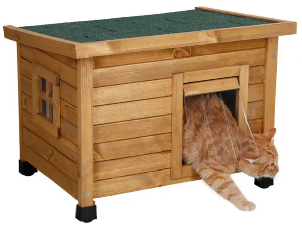 Drevená búda pre mačky KERBL RUSTICA 57 x 45 x 43 cm