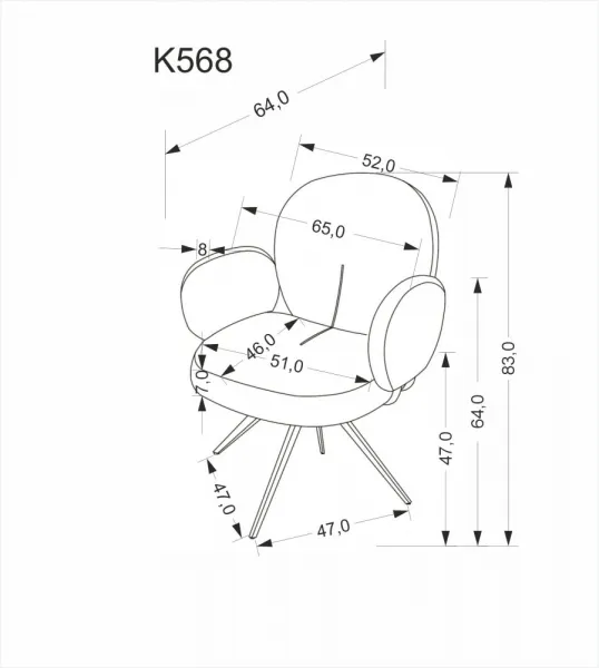 Otočné jedálenské kreslo K568 Halmar