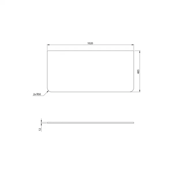 SAPHO - PREMIO kompozitná doska 102x1,2x48,5cm, čierna mat PRE100-3535