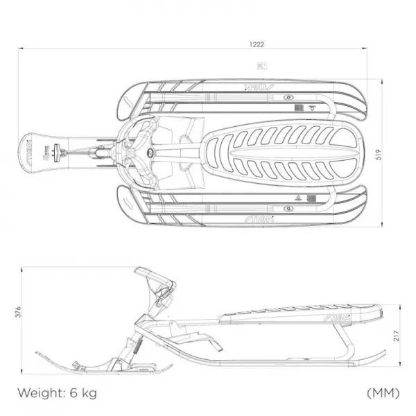 Skibob STIGA Snowracer Curve PRO, sivý