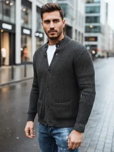Trendy pánsky kardigán šedý
