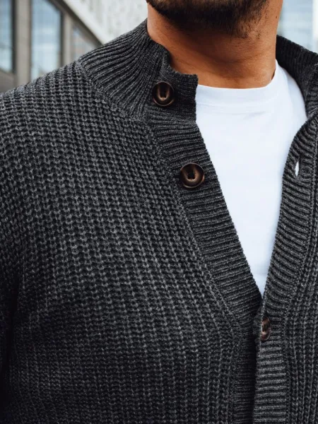 Trendy pánsky kardigán šedý