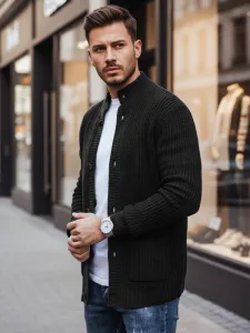 Trendy pánsky kardigán čierny