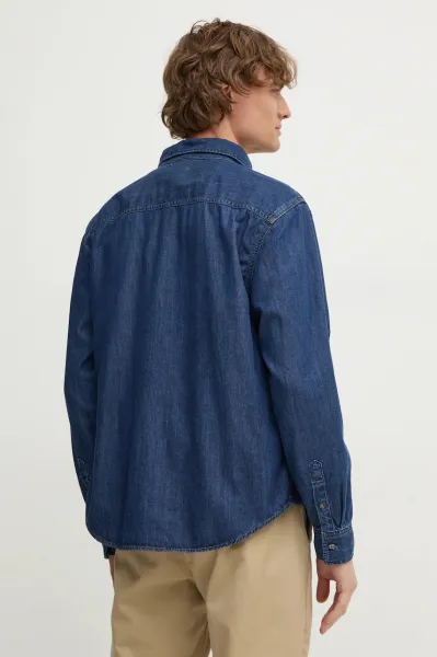 Rifľová košeľa Calvin Klein Jeans pánska, regular, s klasickým golierom, J30J327022