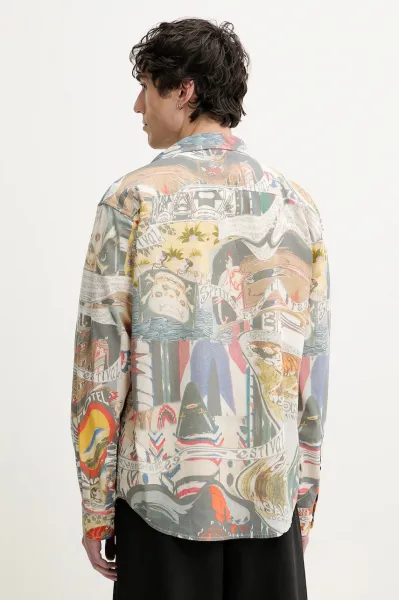 Bavlnená košeľa Desigual COLOR pánska, šedá farba, regular, s klasickým golierom, 25SMCW10