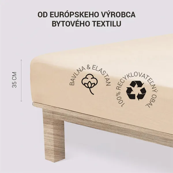 Napínacia plachta na posteľ jersey s elastanom kávová