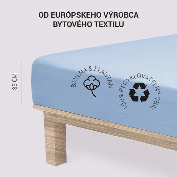 Napínacia plachta na posteľ jersey s elastanom modrá