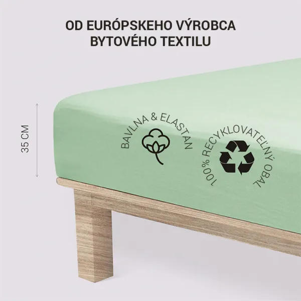 Napínacia plachta na posteľ jersey s elastanom zelená