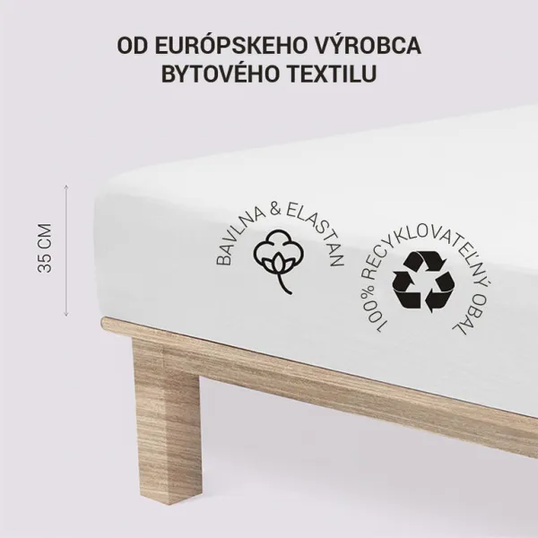 Napínacia plachta na posteľ jersey s elastanom biela