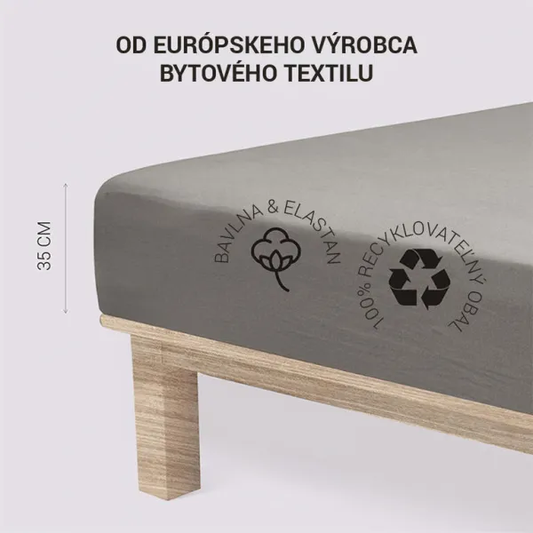 Napínacia plachta na posteľ jersey s elastanom antracitová