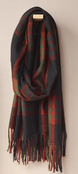 Šál Inverness 70x190 štvorcový, eben/zelený - Sander