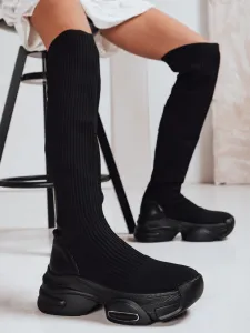 Dámske vysoké čierne čižmy