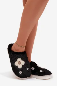 Čierne papuče s kvetmi Selinne
