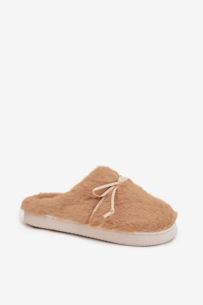 Boto chlpaté papuče s mašľou Camel Minella