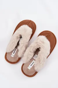 Dámske papuče s kožušinou Camel Carisse
