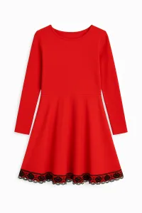 Fashionkids Dievčenské červené šaty s čipkou Simonka Farba: Červená, Veľkosť: 122