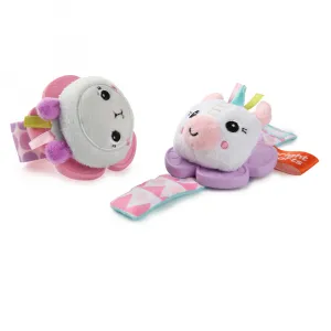 Bright Starts Wrist Pals Toy hrkálka na ruku s hryzadielkom Unicorn & Llama 0 m+ 2 ks