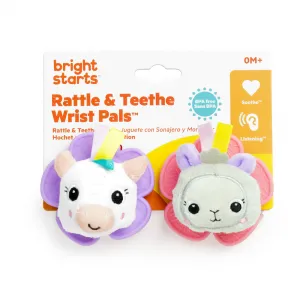 Bright Starts Wrist Pals Toy hrkálka na ruku s hryzadielkom Unicorn & Llama 0 m+ 2 ks