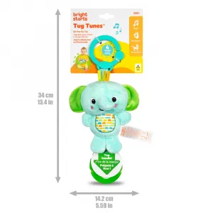 BRIGHT STARTS Hračka s melódiou na C krúžku Tug Tunes™ slon 0m+
