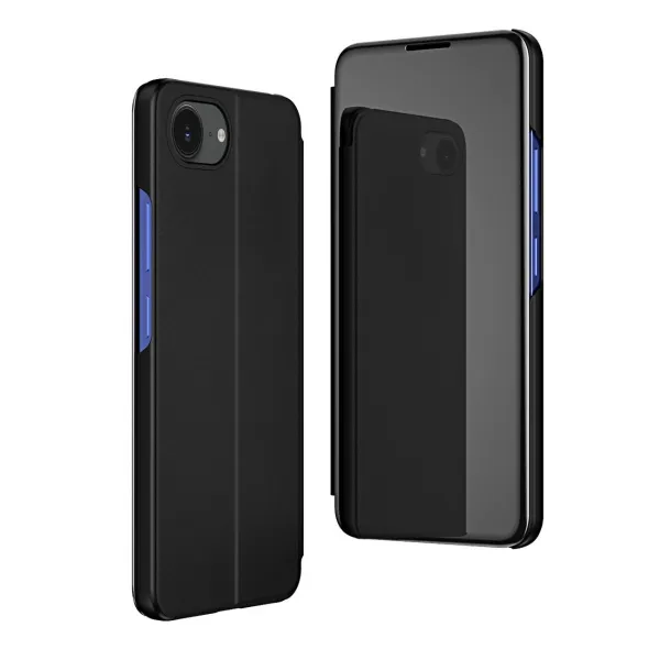 MG Clear View knižkové puzdro na iPhone 16e, čierne