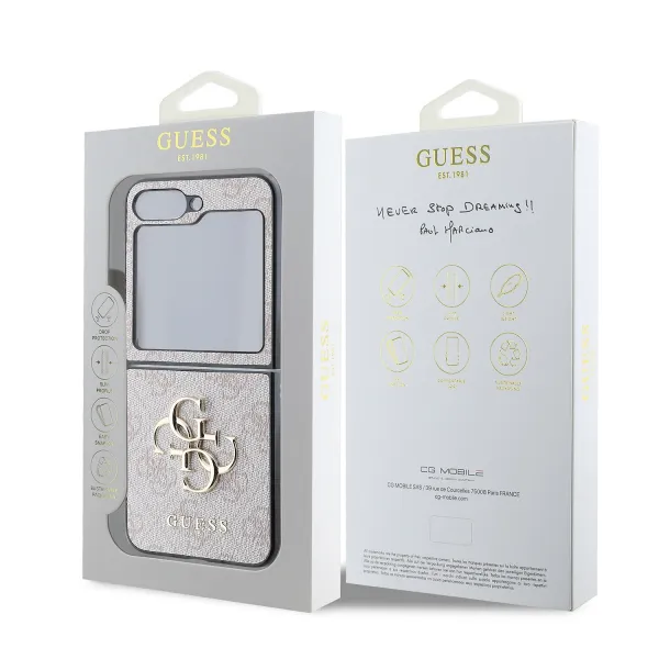 GUESS 4G METAL obal pre Samsung Galaxy Z Flip7 FE 5G / Flip6 5G PINK