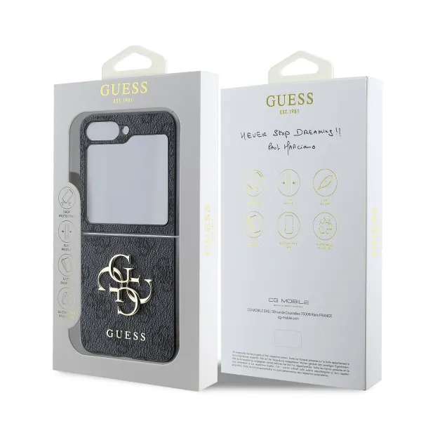 GUESS 4G METAL obal pre Samsung Galaxy Z Flip7 FE 5G / Flip6 5G GREY