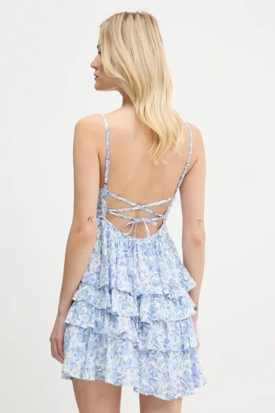 Šaty Hollister Co. biela farba, mini, áčkový strih, KI359-5239