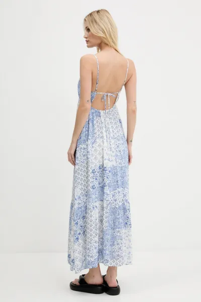 Šaty Hollister Co. biela farba, maxi, áčkový strih, KI359-1309