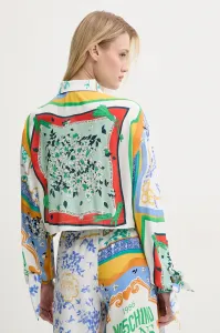 Košeľa Moschino Jeans dámska, biela farba, voľný strih, s klasickým golierom, 0217 3735