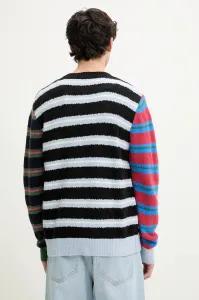 Kardigán s prímesou vlny Desigual MIDSTRIPES pánsky, čierna farba, 25SMJK02
