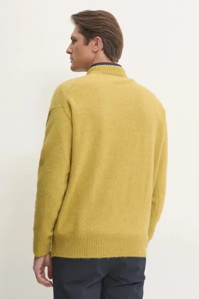 Sveter s prímesou vlny Calvin Klein Jeans pánsky, zelená farba, tenký, J30J326737