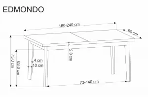 Rozkladací jedálenský stôl EDMONDO Halmar