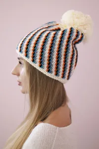 Legínovo Dámska čiapka s brmbolcom Hanna K328 biela + fuksia Farba: Biela, Veľkosť: UNI
