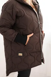 Legínovo Dámska zimná bunda Plus Size prešívaná s kapucňou hnedá Farba: Hnedá, Veľkosť: UNI