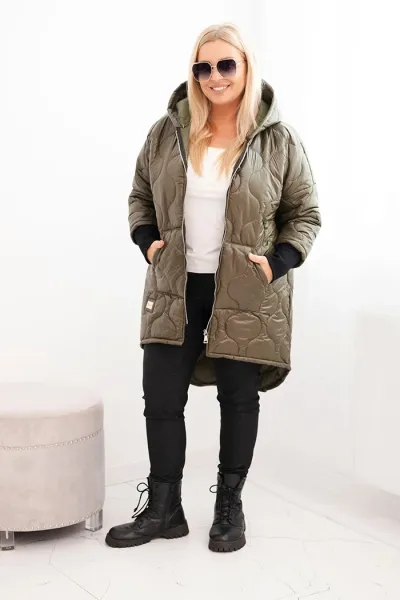 Legínovo Dámska zimná bunda Plus Size prešívaná s kapucňou hnedá Farba: Hnedá, Veľkosť: UNI