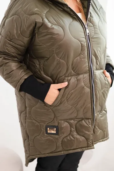 Legínovo Dámska zimná bunda Plus Size prešívaná s kapucňou hnedá Farba: Hnedá, Veľkosť: UNI
