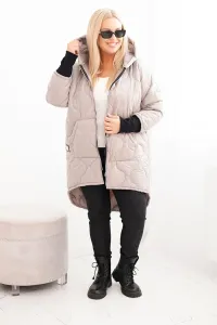 Legínovo Dámska zimná bunda Plus Size prešívaná s kapucňou hnedá Farba: Hnedá, Veľkosť: UNI