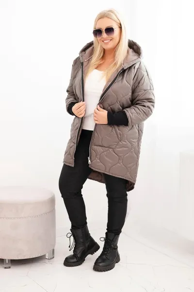 Legínovo Dámska zimná bunda Plus Size prešívaná s kapucňou hnedá Farba: Hnedá, Veľkosť: UNI
