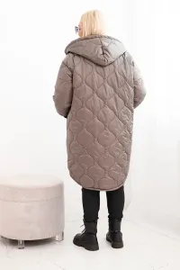 Legínovo Dámska zimná bunda Plus Size prešívaná s kapucňou hnedá Farba: Hnedá, Veľkosť: UNI