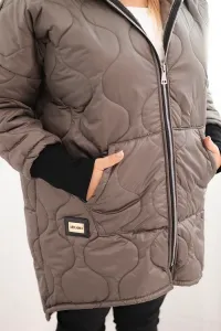 Legínovo Dámska zimná bunda Plus Size prešívaná s kapucňou hnedá Farba: Hnedá, Veľkosť: UNI
