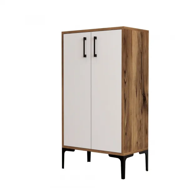 Skrinka na topánky / Botník Prag - Walnut, White
